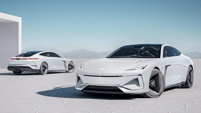 White sedans against the sky.